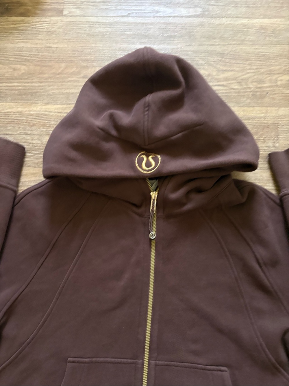 lululemon athletica Brown Full-Zip Hoodie with Gold Accents